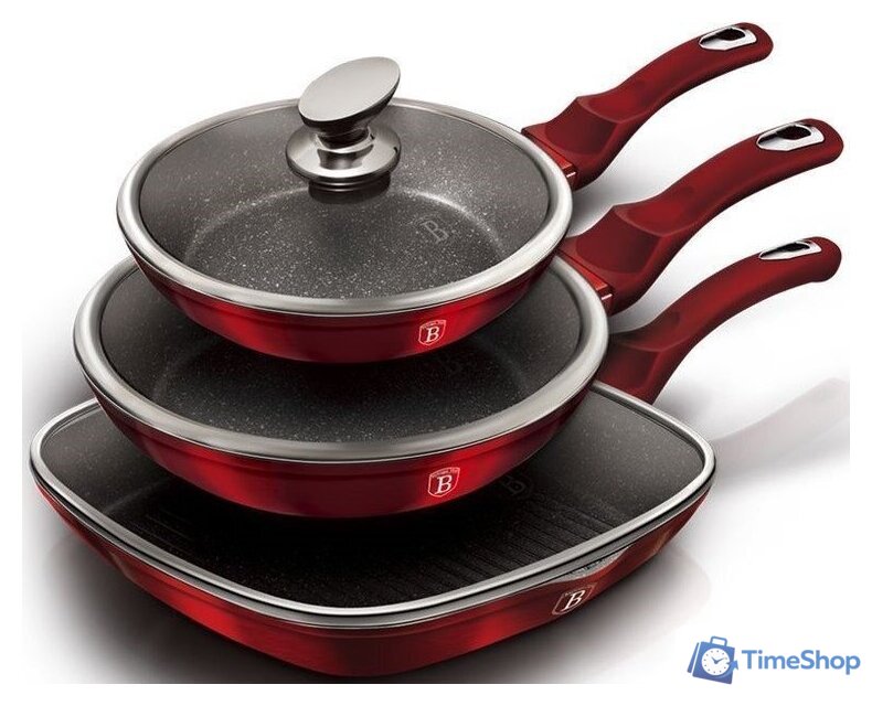 Набор сковород Berlinger Haus Burgundy Metallic Line BH-6189 - Изображение №2 — Интернет-магазин Time-Shop