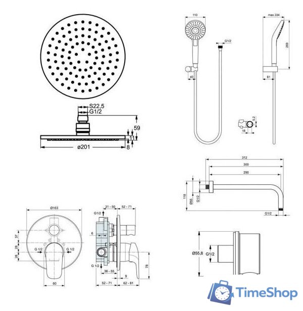 Душевая система  Ideal Standard Ceraflex BC447AA - Изображение №5 — Интернет-магазин Time-Shop