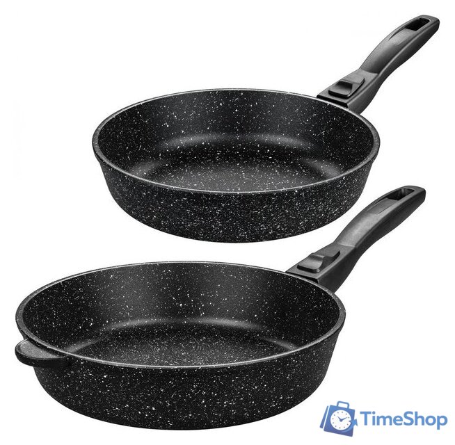 Набор сковород Elan Gallery Гармония вкуса 120134+2 (черный мрамор) - Изображение №2 — Интернет-магазин Time-Shop