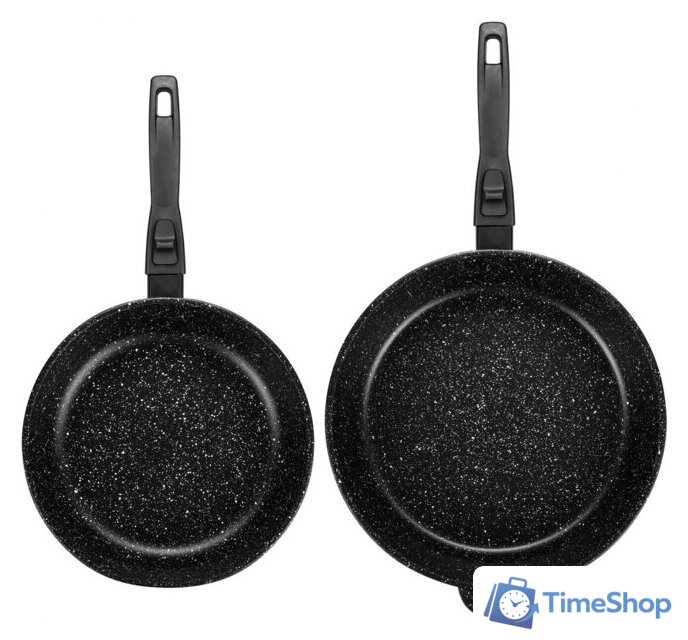 Набор сковород Elan Gallery Гармония вкуса 120134+2 (черный мрамор) - Изображение №3 — Интернет-магазин Time-Shop