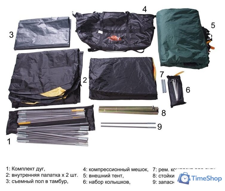 Кемпинговая палатка AlexikA Maxima 6 Luxe (зеленый) - Изображение №7 — Интернет-магазин Time-Shop