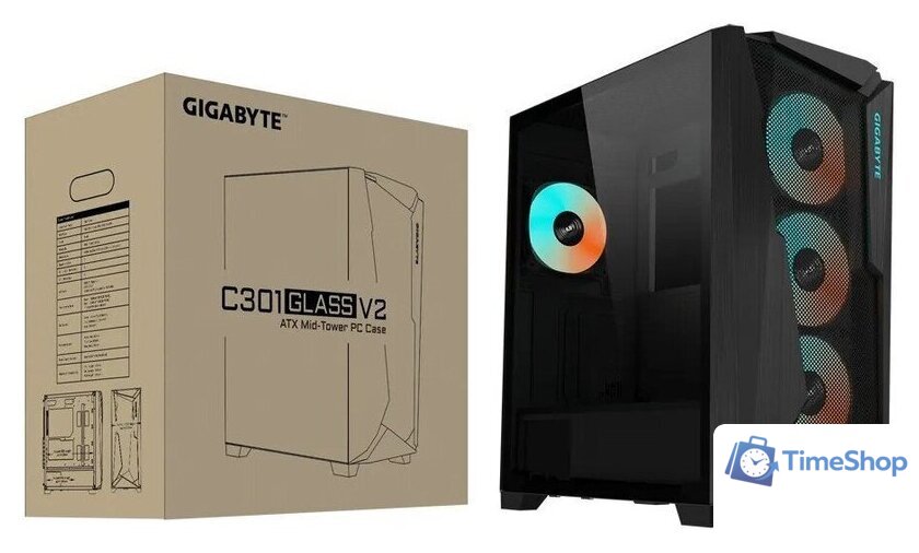 Корпус Gigabyte C301 Glass V2 (черный) - Изображение №8 — Интернет-магазин Time-Shop