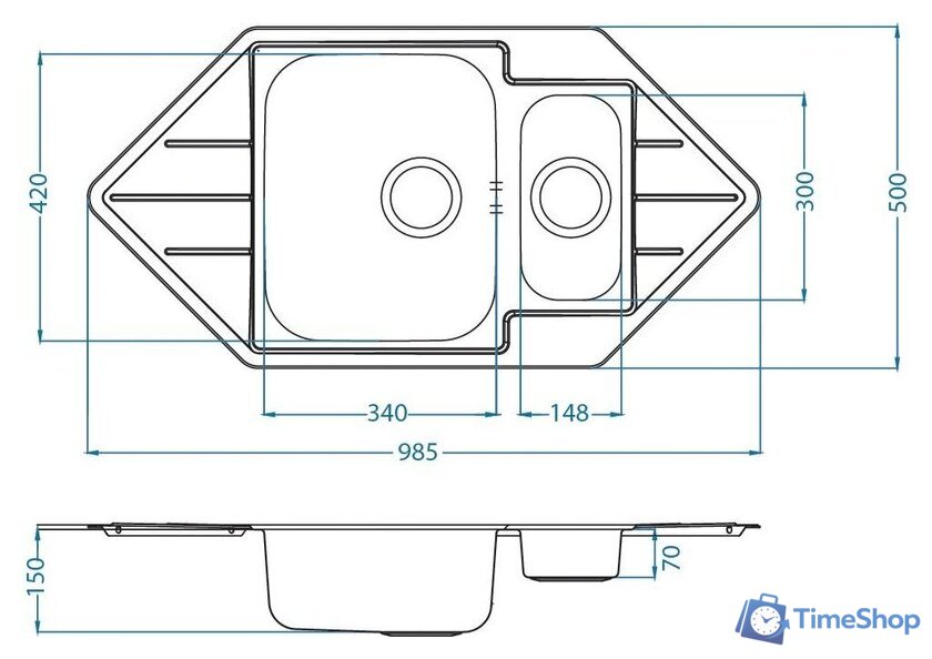 Кухонная мойка Alveus Line 40 - Изображение №2 — Интернет-магазин Time-Shop