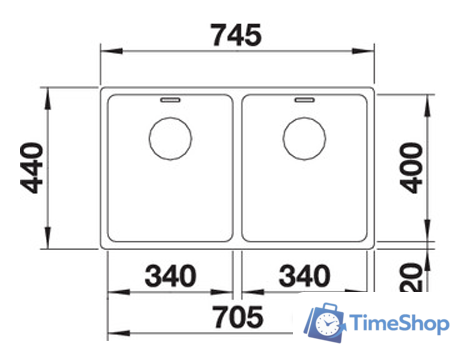 Кухонная мойка Blanco Andano 340/340-U (без клапана-автомата) - Изображение №4 — Интернет-магазин Time-Shop