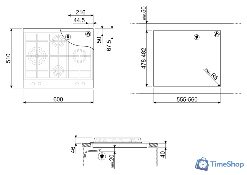 Варочная панель Smeg PX364L - Изображение №4 — Интернет-магазин Time-Shop