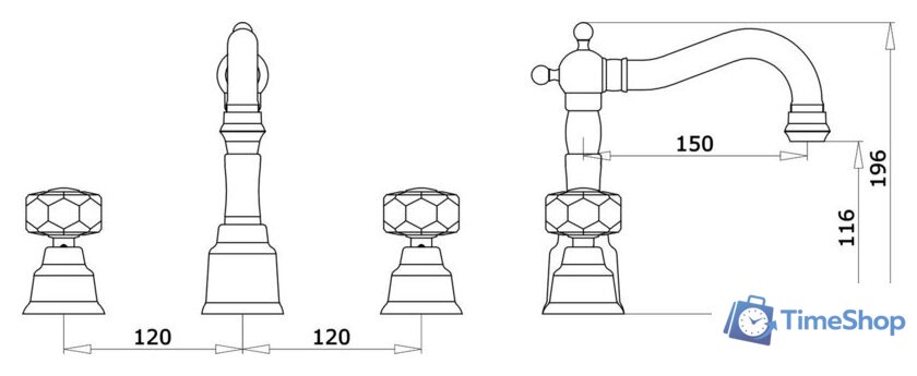 Смеситель Ganzer Konstantin GZ 09015E (золотой) - Изображение №2 — Интернет-магазин Time-Shop