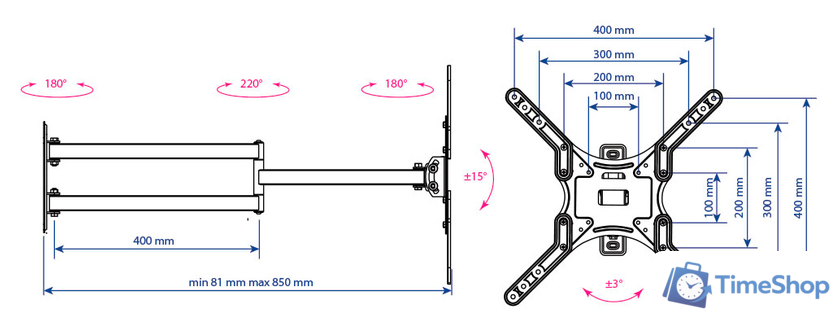 Кронштейн для телевизора Kromax DIX-25 (черный) - Изображение №5 — Интернет-магазин Time-Shop