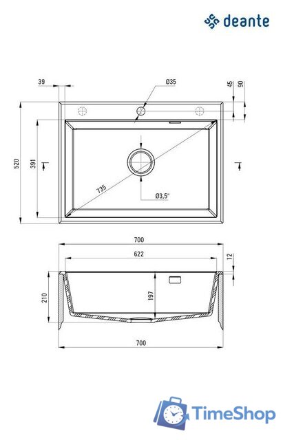 Кухонная мойка Deante ZQE_T103 - Изображение №2 — Интернет-магазин Time-Shop
