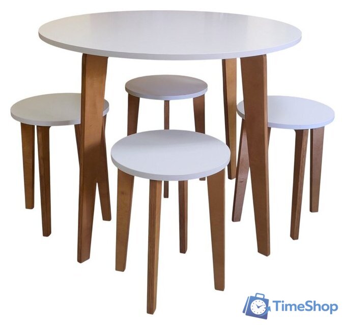 Обеденная группа Mio Tesoro Леванто (белый/дуб натуральный) - Изображение №1 — Интернет-магазин Time-Shop