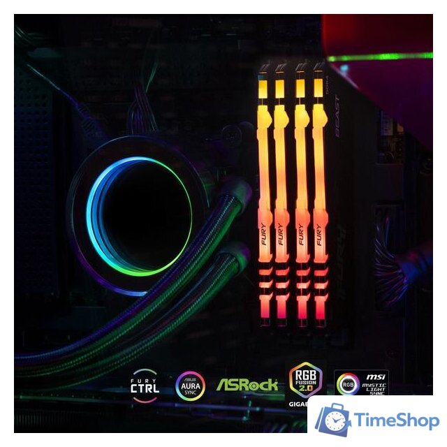 Оперативная память Kingston FURY Beast RGB 16GB DDR4 PC4-28800 KF436C18BBA/16 - Изображение №7 — Интернет-магазин Time-Shop