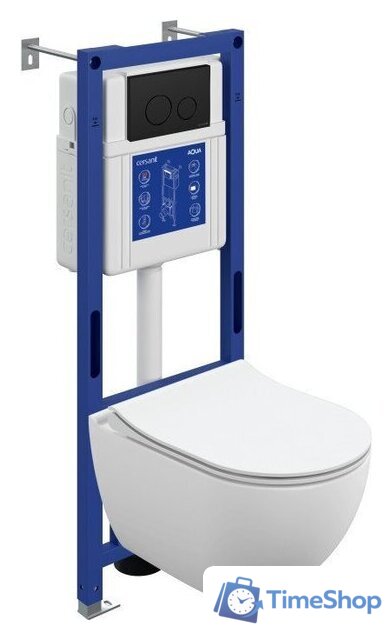Унитаз подвесной Cersanit Brasko Smart DPL EO Slim + Aqua 40 Smart M 69333 (с кнопкой Twins черный матовый) - Изображение №1 — Интернет-магазин Time-Shop