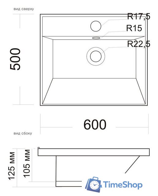 Умывальник Andrea Corolina 500 - Изображение №3 — Интернет-магазин Time-Shop