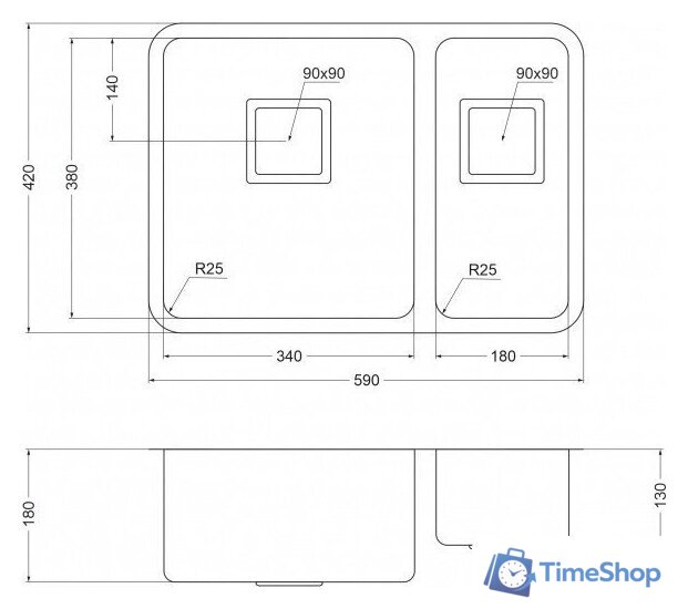 Кухонная мойка Oulin OL-0369L - Изображение №2 — Интернет-магазин Time-Shop