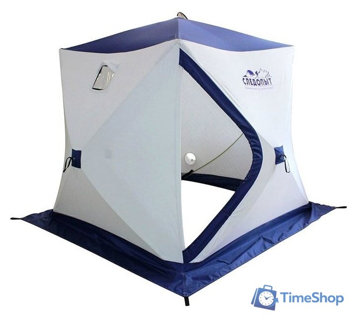 Палатка для зимней рыбалки Следопыт КУБ 3 Эконом (белый/синий) - Изображение №1 — Интернет-магазин Time-Shop