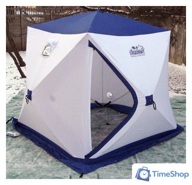 Палатка для зимней рыбалки Следопыт КУБ 3 Эконом (белый/синий) - Изображение №2 — Интернет-магазин Time-Shop