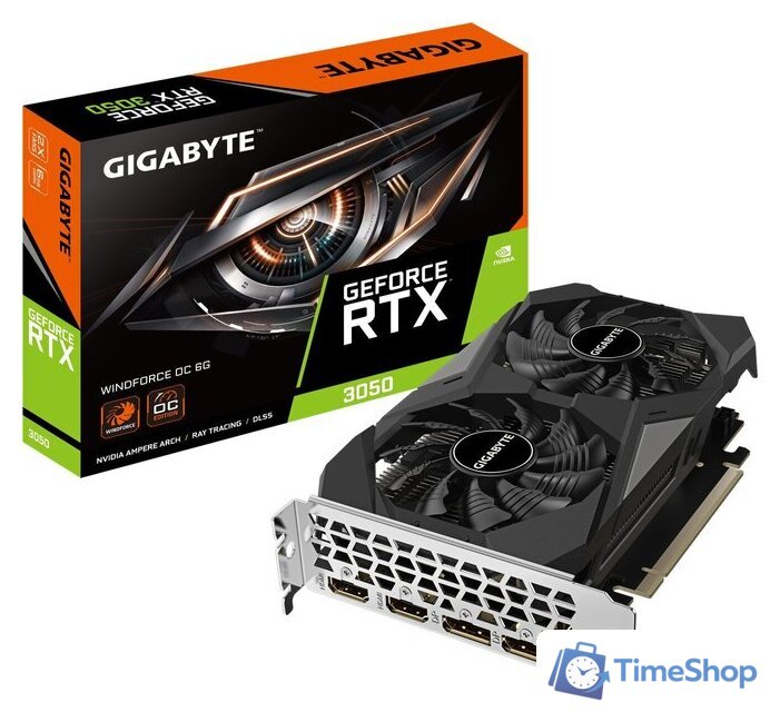 Видеокарта Gigabyte GeForce RTX 3050 Windforce OC 6G GV-N3050WF2OC-6GD - Изображение №2 — Интернет-магазин Time-Shop