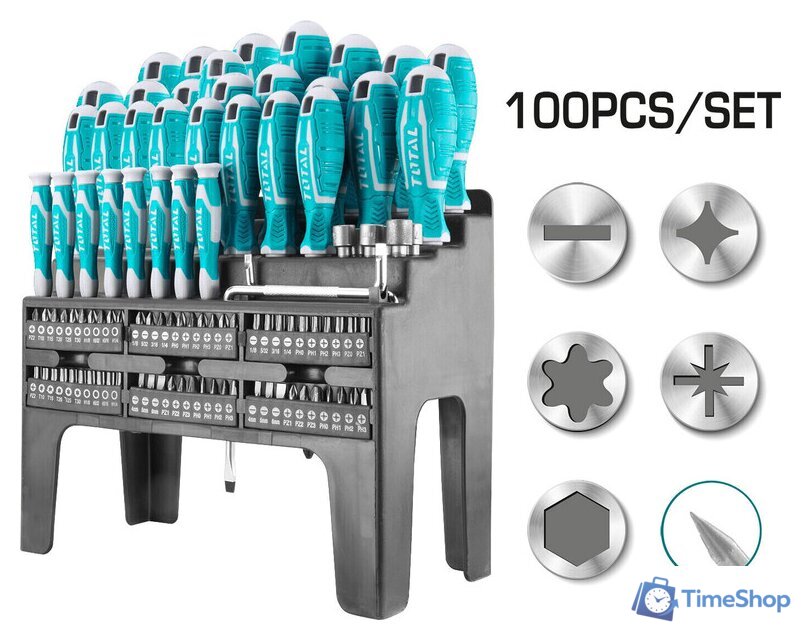 Набор отверток Total THT2506100 (100 предметов) - Изображение №1 — Интернет-магазин Time-Shop