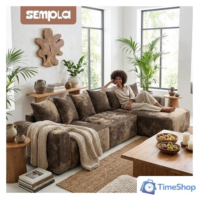 Угловой диван Sempla Монреаль 4 (тиффани коричневый/мора бежевый) - Изображение №5 — Интернет-магазин Time-Shop