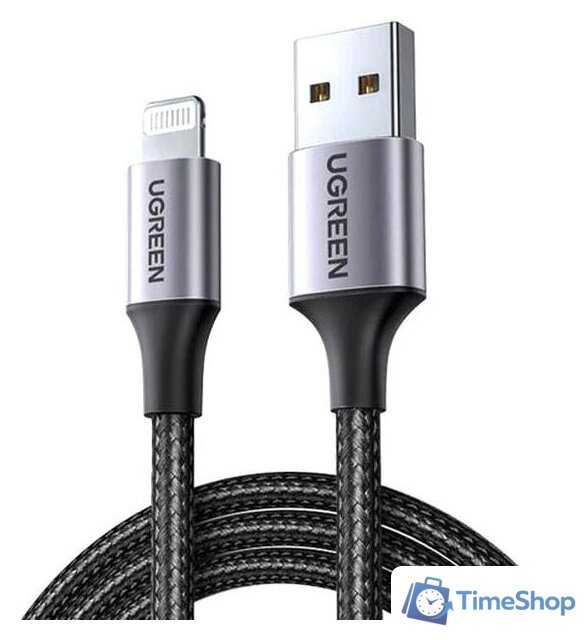 Кабель Ugreen US199 60156 USB Type-A - Lightning (1 м, черный/серый) - Изображение №1 — Интернет-магазин Time-Shop