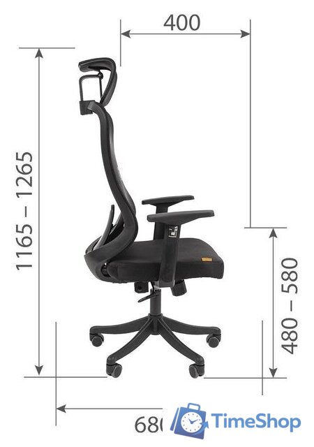 Офисное кресло CHAIRMAN CH563 (черный пластик/черный) - Изображение №5 — Интернет-магазин Time-Shop