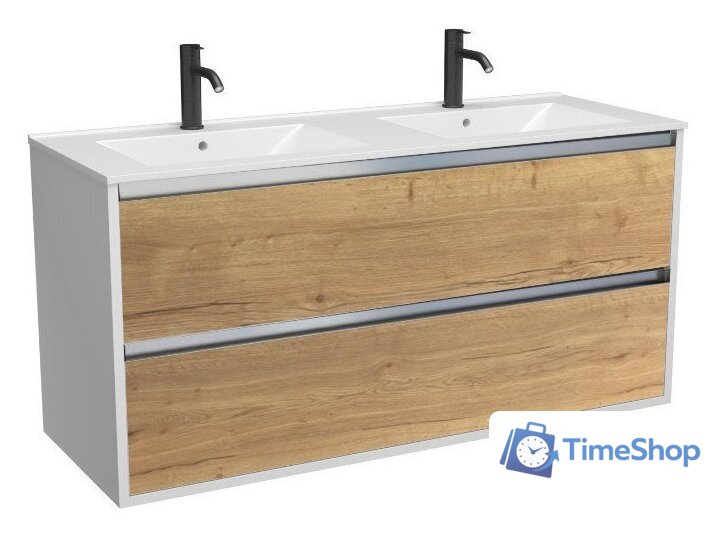  ЗОВ Тумба с умывальником Парма 120 P120LWP0MHMC1A-OL120 (белый/галифакс) - Изображение №1 — Интернет-магазин Time-Shop