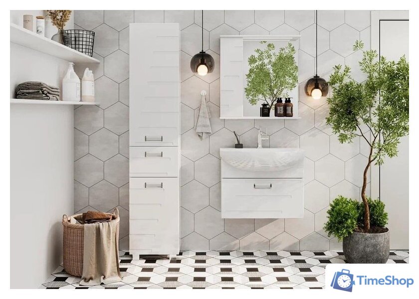  Volna Шкаф с зеркалом Joli 70 L (белый) - Изображение №5 — Интернет-магазин Time-Shop