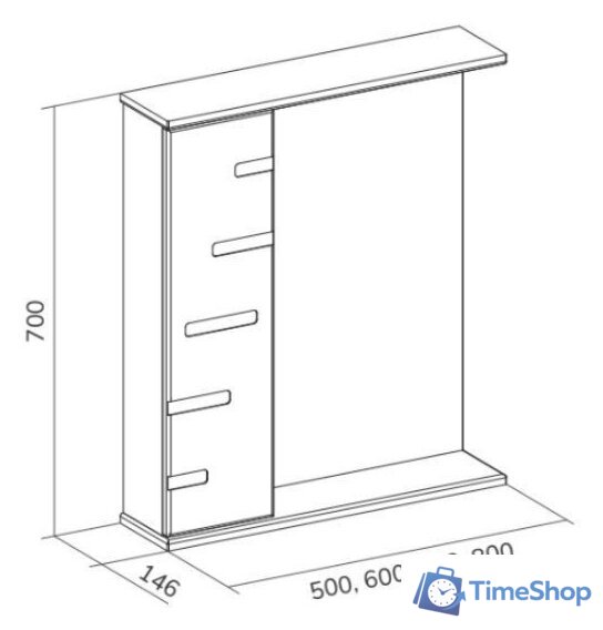 Volna Шкаф с зеркалом Joli 70 L (белый) - Изображение №6 — Интернет-магазин Time-Shop