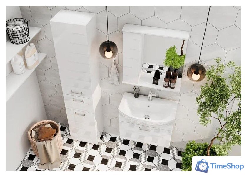  Volna Шкаф с зеркалом Joli 70 L (белый) - Изображение №3 — Интернет-магазин Time-Shop