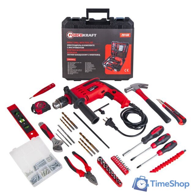Безударная дрель ForceKraft FK-20103 (набор оснастки) - Изображение №1 — Интернет-магазин Time-Shop