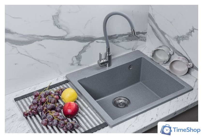Кухонная мойка Marblan Cubi (серебристый, с сифоном) - Изображение №5 — Интернет-магазин Time-Shop