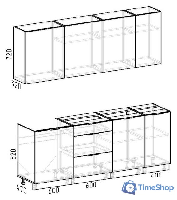 Готовая кухня Интермебель Микс Топ-6 2.1м без столешницы (белый премиум/дуб каньон) - Изображение №6 — Интернет-магазин Time-Shop