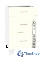 Шкаф напольный Кортекс-мебель Корнелия Лира НШ50р3ш без столешницы (кремовый) - Изображение №1 — Интернет-магазин Time-Shop