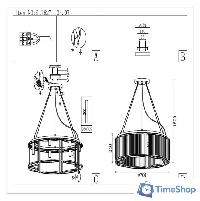 Подвесная люстра ST Luce Velletri SL1627.103.07 - Изображение №13 — Интернет-магазин Time-Shop