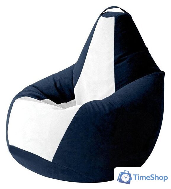 Кресло-мешок Kreslomeshki Груша Kombo XXXL GKV-145x100-TSB (темно-синий/белый) - Изображение №1 — Интернет-магазин Time-Shop