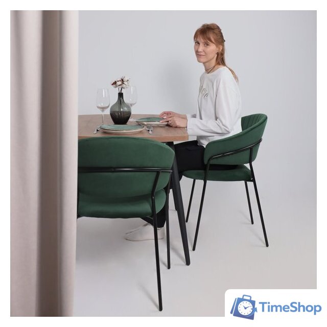 Стул с подлокотниками Алвест AV 433 (изумрудный бархат H-30/черный) - Изображение №2 — Интернет-магазин Time-Shop