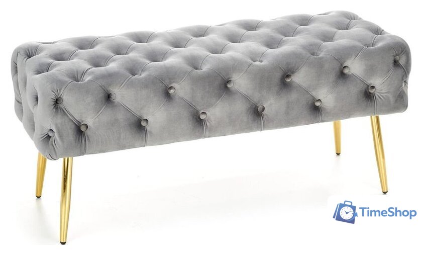 Пуфик Halmar Athena (серый/золотой) - Изображение №1 — Интернет-магазин Time-Shop