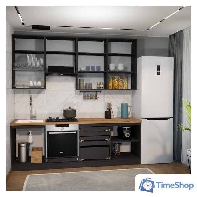 Готовая кухня ВерсоМебель Эко Премиум 2.4 (белый фасадный/ст. дуб вотан) - Изображение №6 — Интернет-магазин Time-Shop