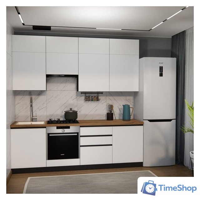 Готовая кухня ВерсоМебель Эко Премиум 2.4 (белый фасадный/ст. дуб вотан) - Изображение №7 — Интернет-магазин Time-Shop