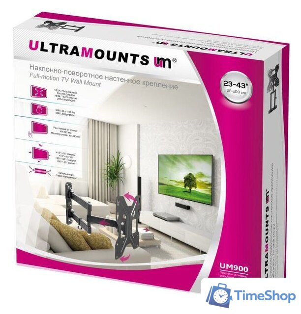 Кронштейн для телевизора Ultramounts UM900 (черный) - Изображение №9 — Интернет-магазин Time-Shop