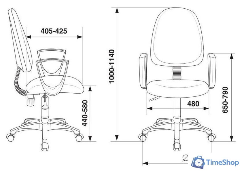 Офисное кресло Бюрократ CH-1300N/3C1 (серый) - Изображение №5 — Интернет-магазин Time-Shop