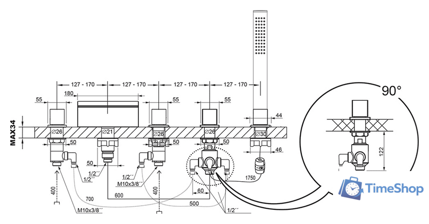 Смеситель Ravak WF 025.00 [X070060] - Изображение №3 — Интернет-магазин Time-Shop