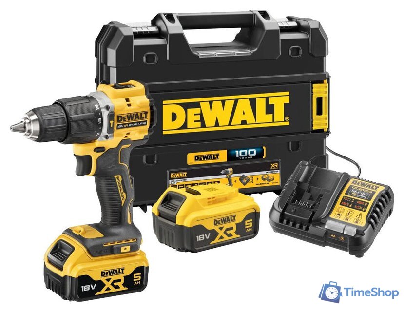 Ударная дрель-шуруповерт DeWalt DCD100YP2T (с 2-мя АКБ 5 Ач, кейс) - Изображение №1 — Интернет-магазин Time-Shop