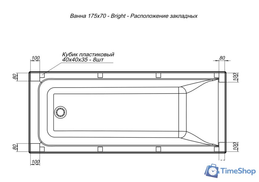 Ванна Aquanet Bright 175x70 - Изображение №10 — Интернет-магазин Time-Shop