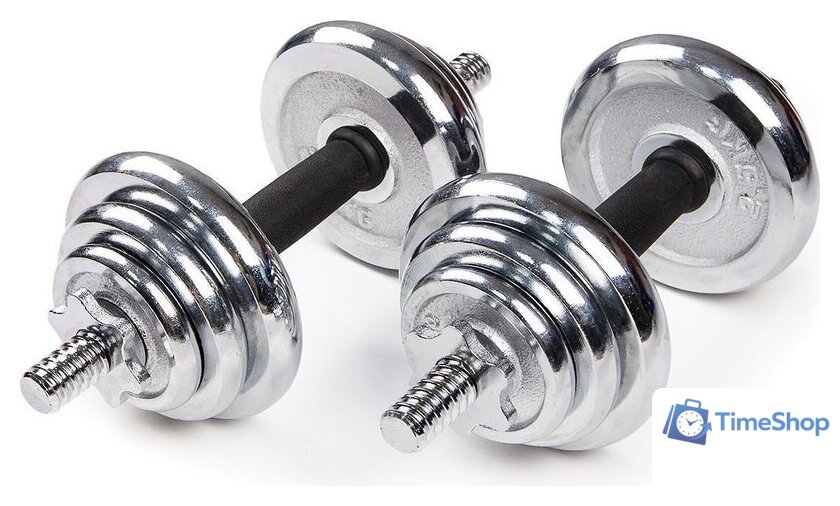 Набор гантелей AMETIST хромированные в чемодане 20 кг - Изображение №3 — Интернет-магазин Time-Shop