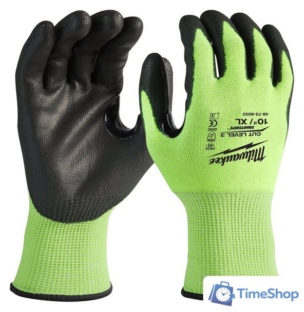 Перчатки хозяйственные Milwaukee Hi-Vis Cut level 3/C 10/XL 4932478133 - Изображение №1 — Интернет-магазин Time-Shop