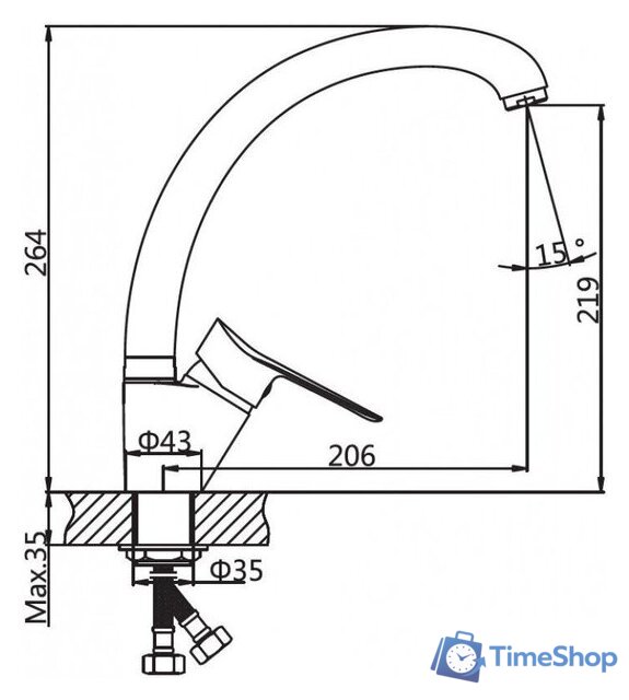 Смеситель AV Engineering AVLAW4-A589-635 - Изображение №2 — Интернет-магазин Time-Shop