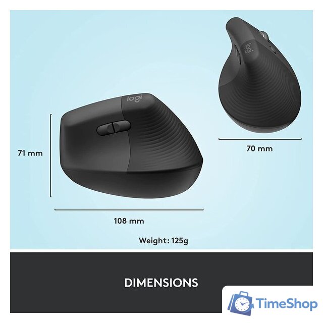 Вертикальная мышь Logitech Lift (графит) - Изображение №9 — Интернет-магазин Time-Shop