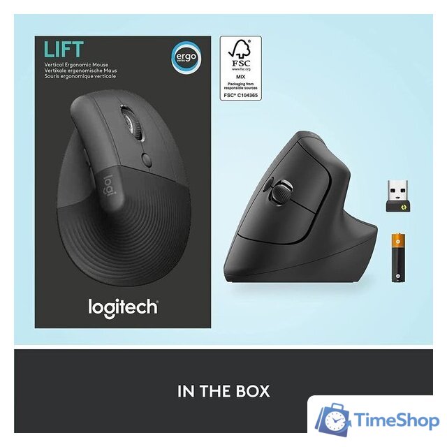 Вертикальная мышь Logitech Lift (графит) - Изображение №7 — Интернет-магазин Time-Shop