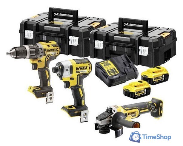  DeWalt DCK384P2T (шуруповерт, винтоверт, болгарка, 2 АКБ, кейс) - Изображение №1 — Интернет-магазин Time-Shop