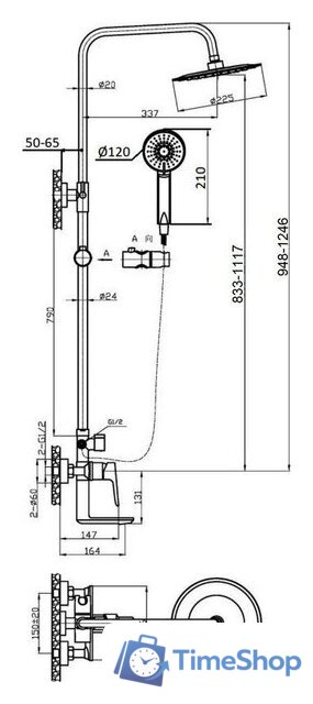 Душевая система  Agger Brilliant A0393344 - Изображение №13 — Интернет-магазин Time-Shop